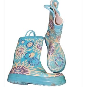 OAKI Kids Floral Turquoise Rain Boots